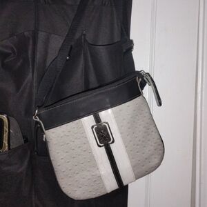 U.S. Polo Assn. Black and Light Gray Crossbody with Center Stripe